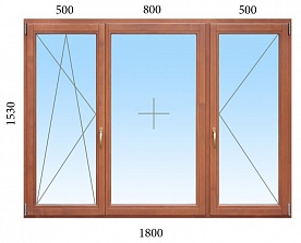 Трехстворчатое окно с алюминиевым окладом
