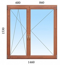 Двухстворчатое окно с алюминиевым окладом